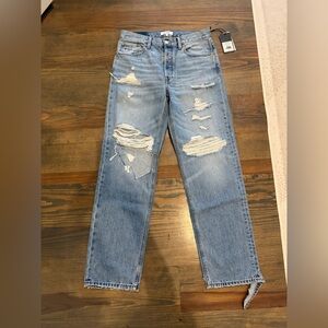 Re/Done Blue Distressed Boyfriend Jeans